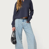 Deni Long Sleeve Henley Waffle Top
