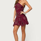 Adria Bead & Sequin Mini Dress