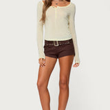 Ria Sheer Long Sleeve Henley Top