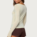 Ria Sheer Long Sleeve Henley Top