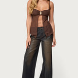 Reeve Split Front Sheer Mesh Top