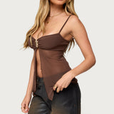 Reeve Split Front Sheer Mesh Top