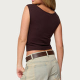 Jarah Pointelle Knit Boat Neck Top