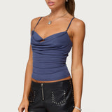 Layered Bra Cowl Neck Top