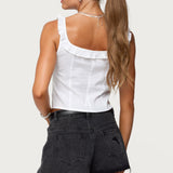 Noga Ruffle Woven Button Up Top