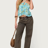 Dragon Lily Layered Chiffon Halter Top