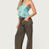 Dragon Lily Layered Chiffon Halter Top