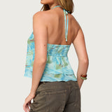 Dragon Lily Layered Chiffon Halter Top