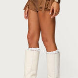 Washed Faux Leather Micro Cargo Shorts