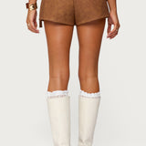 Washed Faux Leather Micro Cargo Shorts
