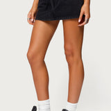 Ziggie Tie Front Denim Mini Skort