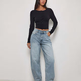 High Rise Barrel Jean in Bleu