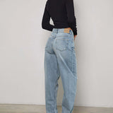 High Rise Barrel Jean in Bleu