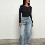 High Rise Barrel Jean in Bleu