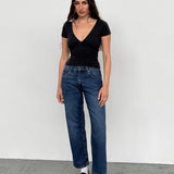 Mid Rise Awkward Parallel Jeans in Mid Blue Used