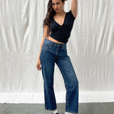 Mid Rise Awkward Parallel Jeans in Mid Blue Used