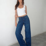Low Rise Parallel Jeans in Mid Blue Used
