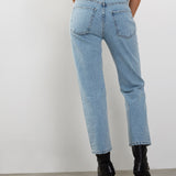 Mid Rise Straight Leg Jeans in Bleach Denim