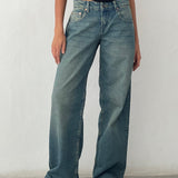 Low Rise Parallel Jeans in Vintage Blue Green