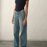 Low Rise Parallel Jeans in Vintage Blue Green