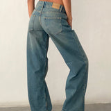 Low Rise Parallel Jeans in Vintage Blue Green