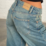 Low Rise Parallel Jeans in Vintage Blue Green