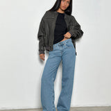 Low Rise Parallel Jeans in Blue Stone