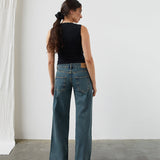 Low Rise Parallel Jeans in Brown Blue Acid