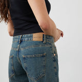 Low Rise Parallel Jeans in Brown Blue Acid