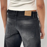 Low Rise Parallel Jeans In Extreme Black Wash