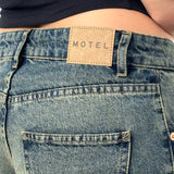 Low Rise Parallel Jeans in Extreme Blue Green