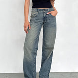 Low Rise Parallel Jeans in Extreme Blue Green