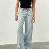 Low Rise Parallel Jeans In Extreme Light Wash Blue