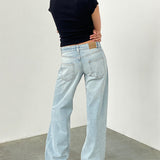 Low Rise Parallel Jeans In Extreme Light Wash Blue