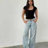 Low Rise Parallel Jeans In Extreme Light Wash Blue