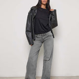 Low Rise Parallel Jeans in Grey Wash