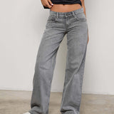 Low Rise Parallel Jeans in Grey Wash
