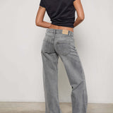 Low Rise Parallel Jeans in Grey Wash