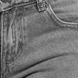 Low Rise Parallel Jeans in Grey Wash