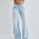 Low Rise Parallel Jeans in Icy Blue