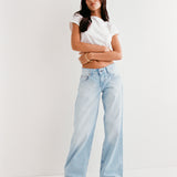 Low Rise Parallel Jeans in Icy Blue