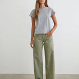 Low Rise Parallel Jeans in Fern Green