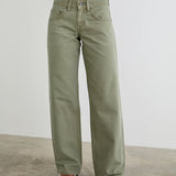 Low Rise Parallel Jeans in Fern Green