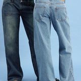 Low Rise Parallel Jeans in Blue Stone