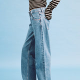 Low Rise Parallel Jeans in Blue Stone