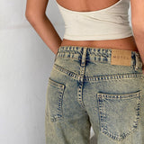 Low Rise Parallel Jeans in Sandy Blue Acid