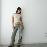 Low Rise Parallel Jeans in Sandy Blue Acid