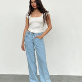 Low Rise Parallel Jeans in Light Wash Blue