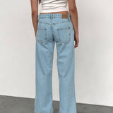 Low Rise Parallel Jeans in Light Wash Blue