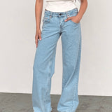 Low Rise Parallel Jeans in Light Wash Blue